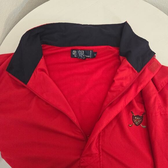 Polo by Ralph Lauren Vintage Men's Red Golf Windbreaker Pullover 1/4 Zip Size XL - Picture 7 of 8